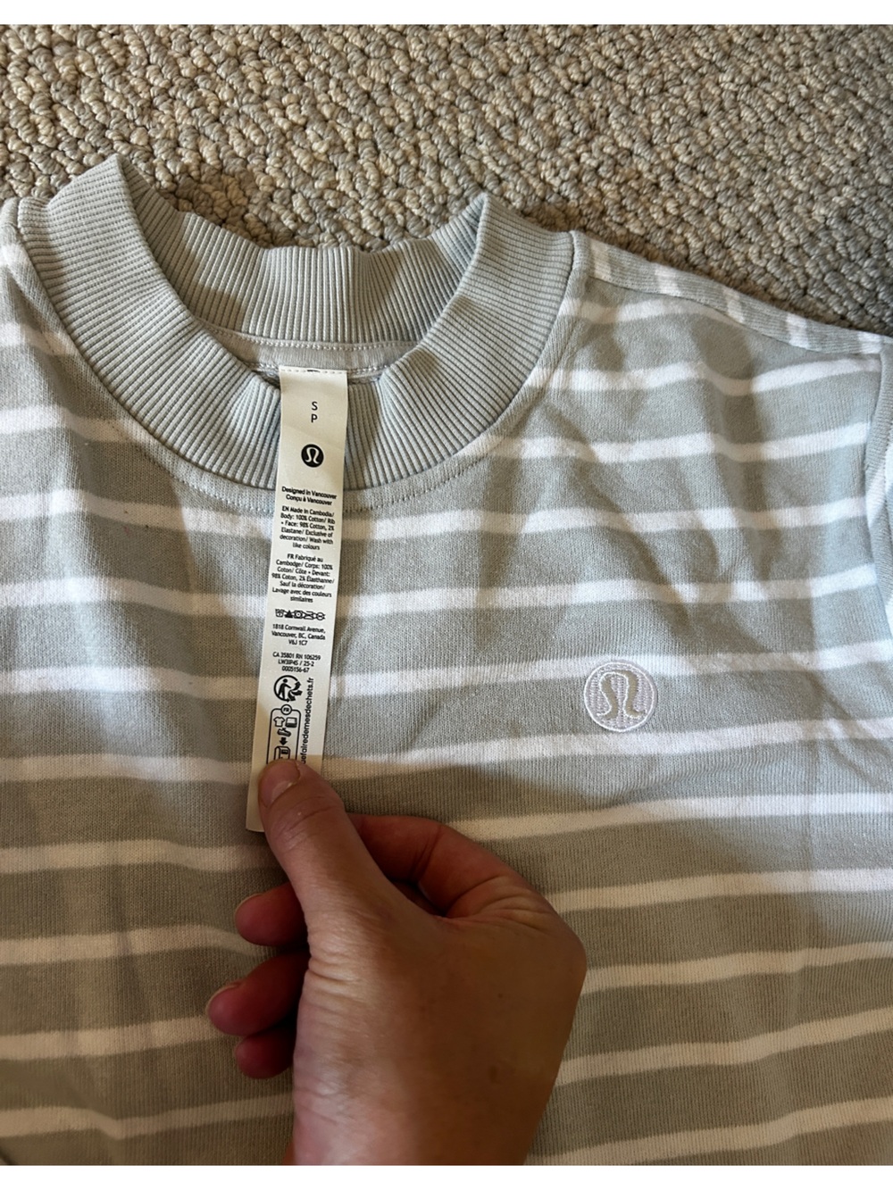 lululemon athletica Youth Gray and White Striped Sweatshirt
